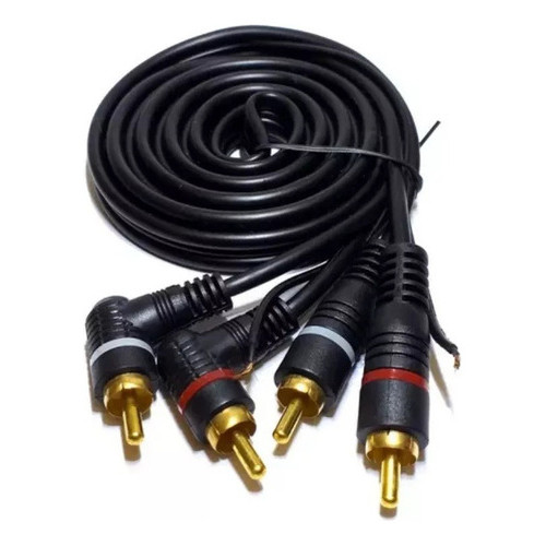 Cabo Automotivo Som Amplif RCA 1 Metro Emborrachado Preto Dupla Blindagem Antirruído Profissional Filtro Cobre Flexível