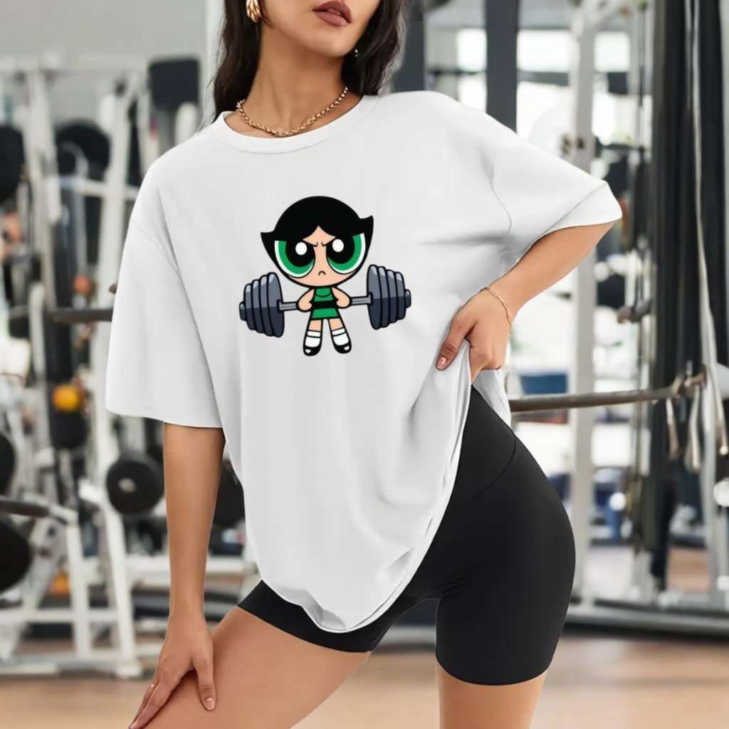 Camiseta Feminina 100% Algodão Estampada Super Poderosas Docinho Maromba Fitness Academia