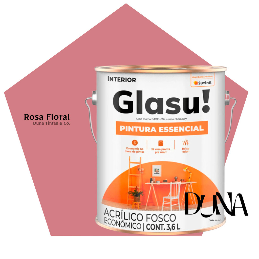 Tinta Antimofo Econômica Glasu Rosa Floral 3,6L