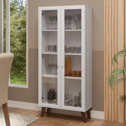 Cristaleira 70 cm 2 Portas de Vidro com Pés Trapézio Madesa