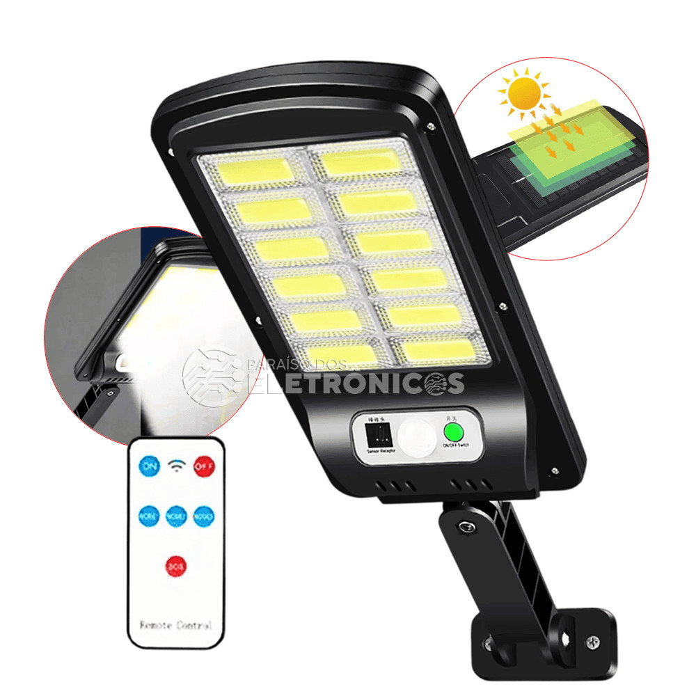 Refletor Luminária Solar LED 600W Sem Fio Com Sensor de Presença e Controle Remoto LKY0018A em Oferta na Shopee