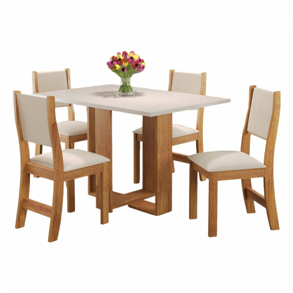 Mesa Milani com 4 Cadeiras Sol Viero em Oferta na Shopee