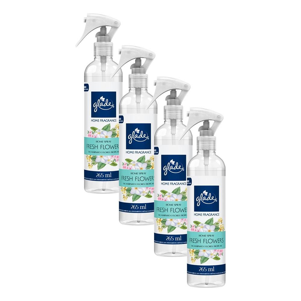 Kit 4 Odorizador Ambiente Fresh Flowers Glade Home Fragrance Frasco 265ml cada em Oferta na Shopee
