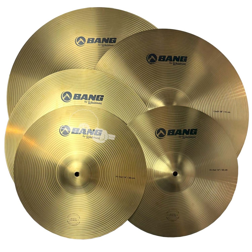 Kit de Pratos Waldman Bang Com Sonoridade Brilhante e Melodioso em Liga Brass 14/14/16/18/20