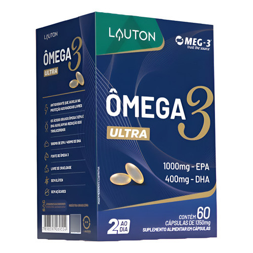 Omega 3 Ultra 1000mg Epa - 400mg Dha  60 Cápsulas Lauton Ômega 3