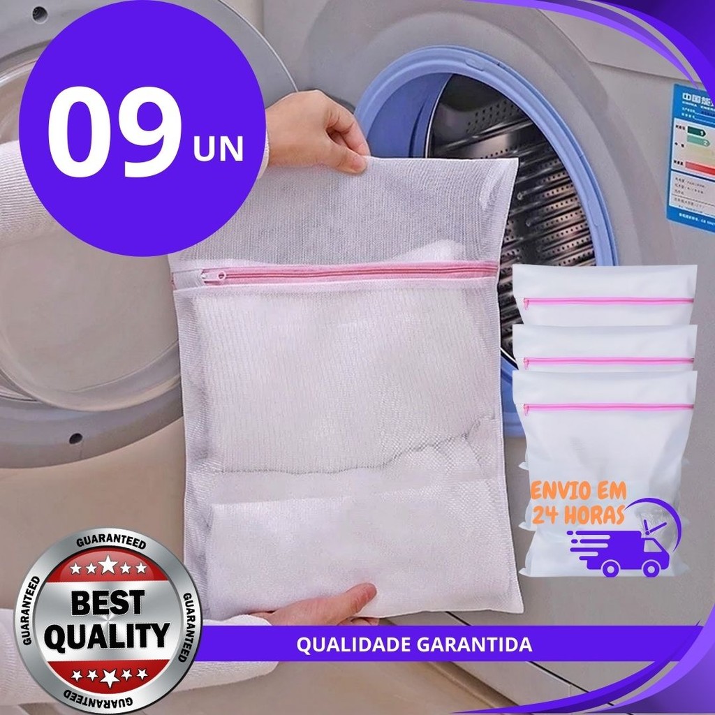 Jogo 9,6 OU 3 un Sacos para maquina lavar roupas delicadas peças intimas ideal para organizar roupa mala