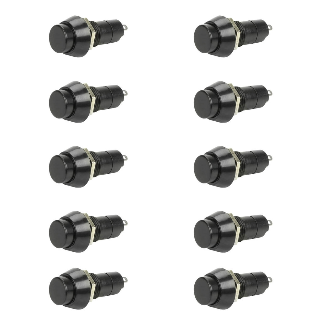 10x Chave Push Button 2 Terminais N/A Psb-11b - Preto