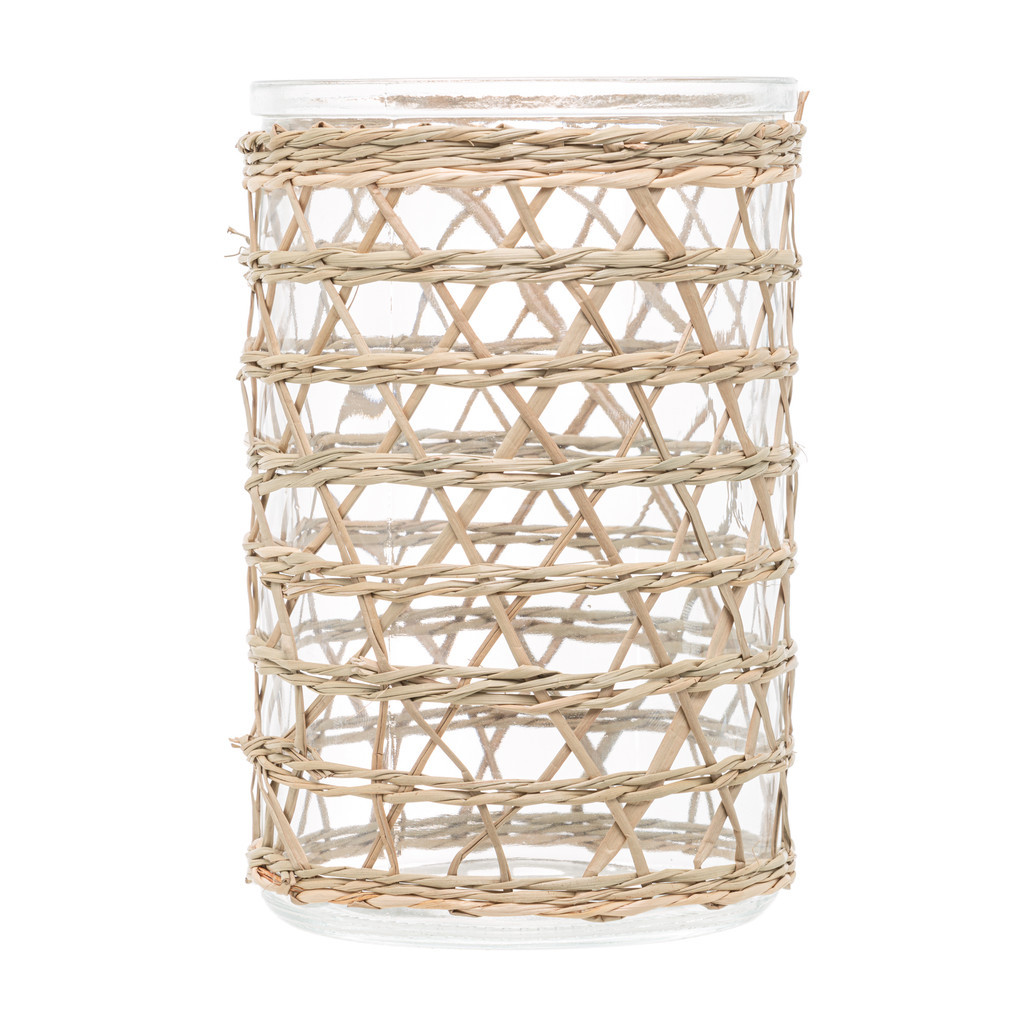 Vaso de Vidro e Fibra Natural 10cm x 13cm - Wolff