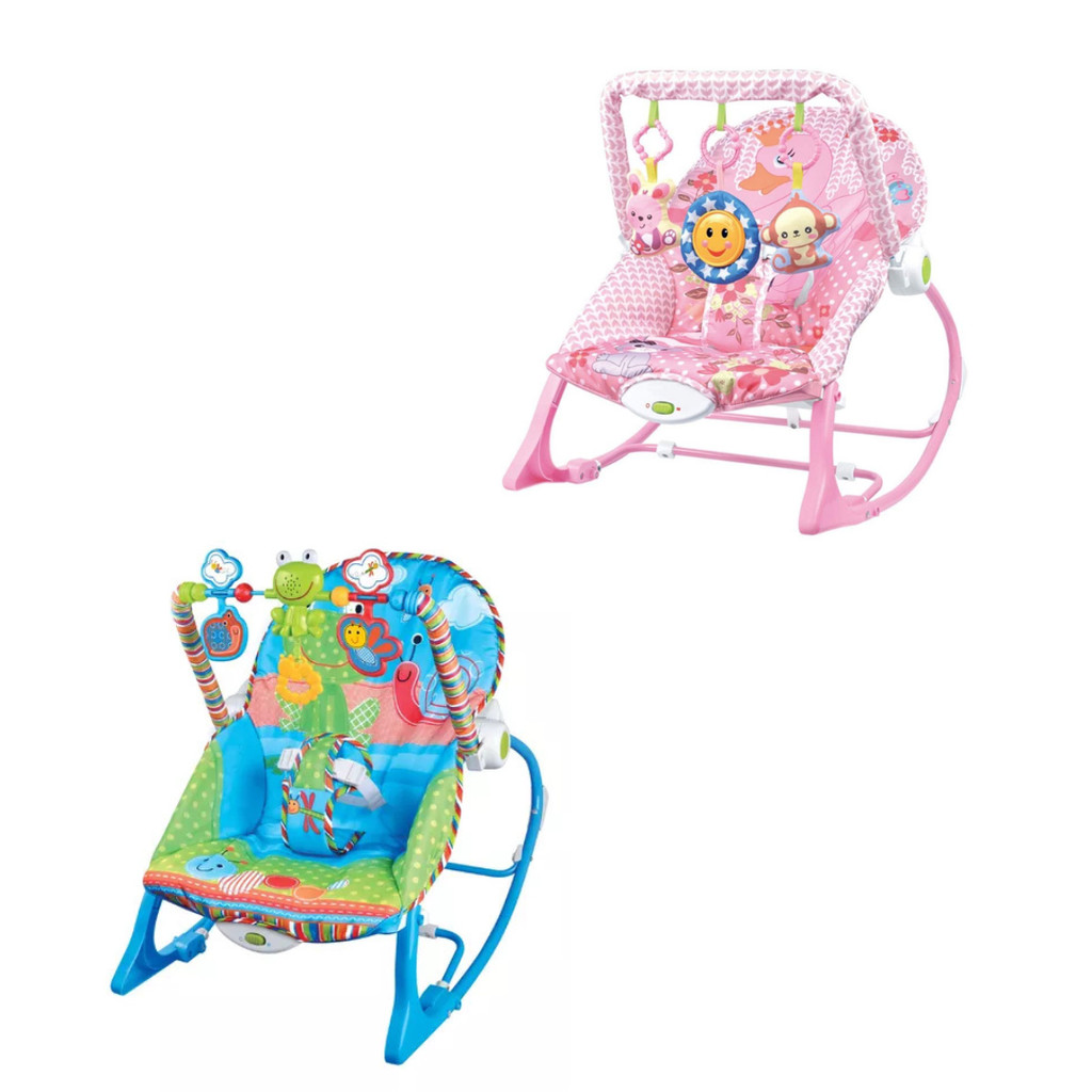 Cadeirinha Descanso Bebê Musical Rosa Azul Até 18kg Vibratória em Oferta na Shopee