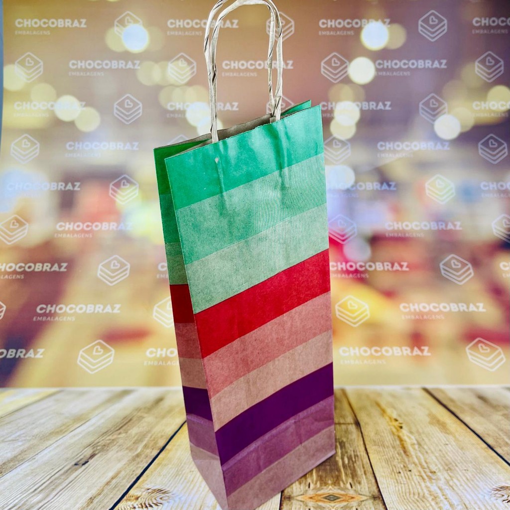 10~40 SACOLA PARA VINHO COLOR  13,5 X 8 X 39  (LC) - REF:5645 em Oferta na Shopee