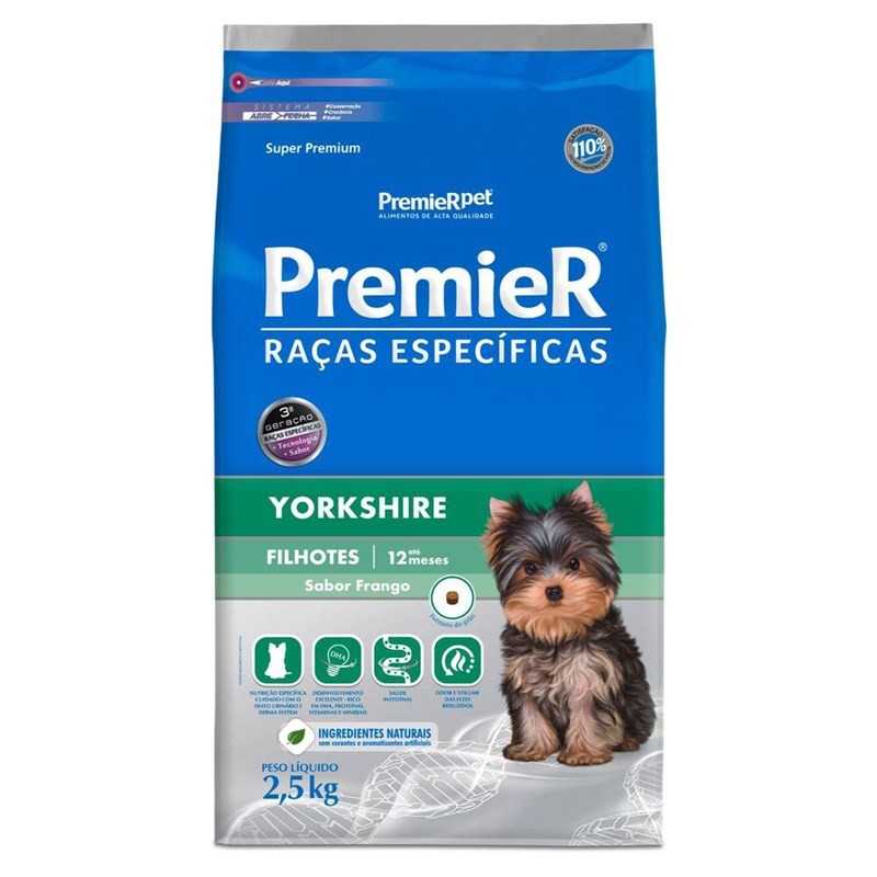 RAÇÃO PREMIER RAÇAS ESPECÍFICAS YORKSHIRE FILHOTES FRANGO 2.5KG
