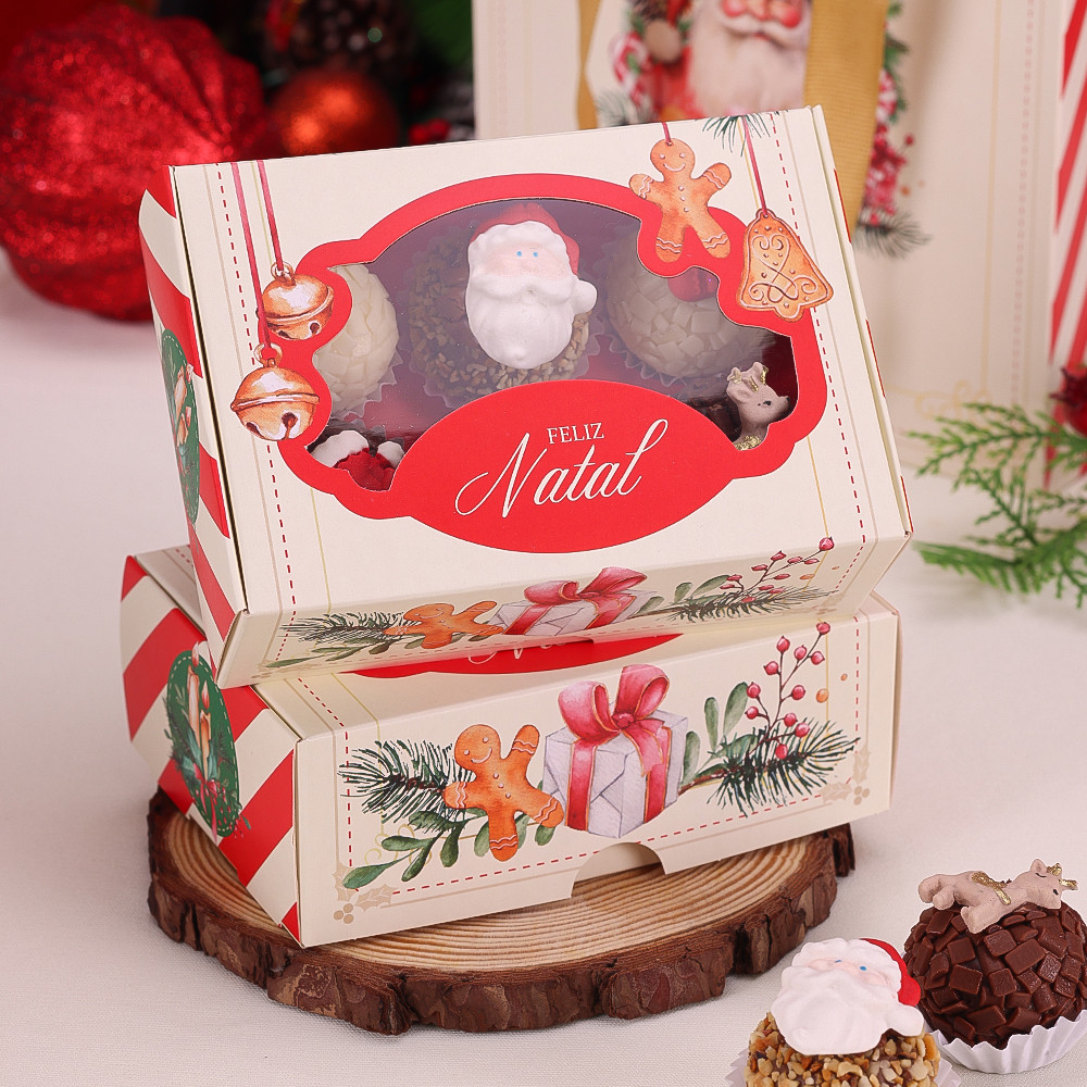 10 Caixa para 6 Doces com Visor Bom Velhinho 4256 (JANGO NATAL 2024) OUTLET NATAL