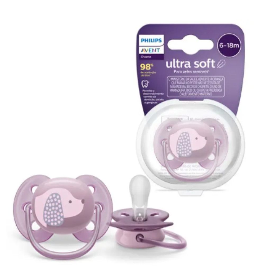 Chupeta Philips Avent Ultra Soft Roxa Menina 6-18m C/estojo