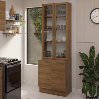 Kit Balcão + Cristaleira 70cm Rustic Stella Madesa 01 em Oferta na Shopee