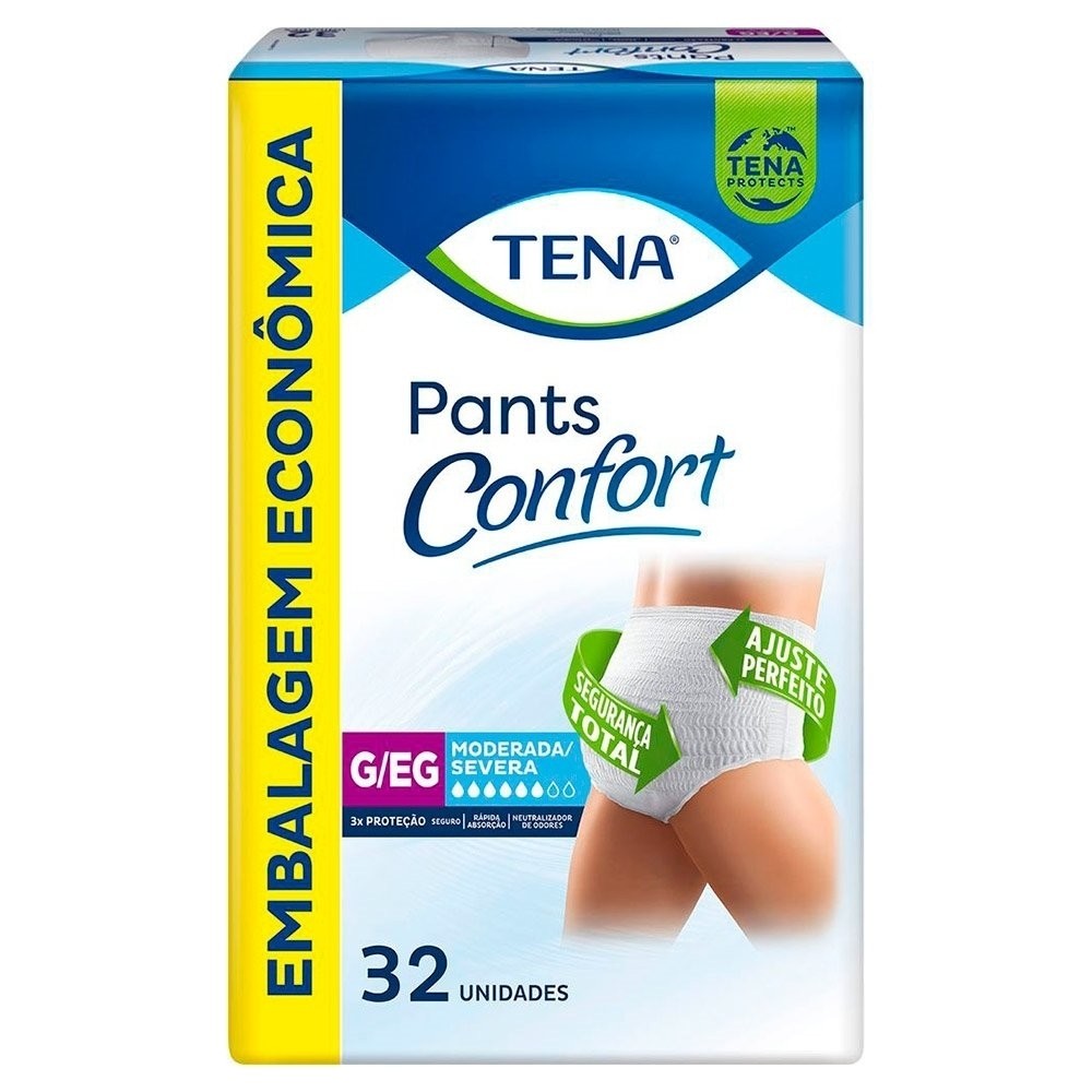 Fraldas Tena Pants Confort G/EG - 3 Pacotes c/ 32 Fraldas - Health