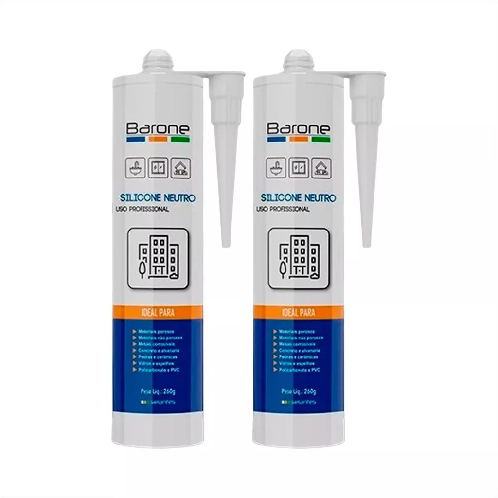 Silicone Neutro Monocomponente Elastico 260g Branco Kit C/2