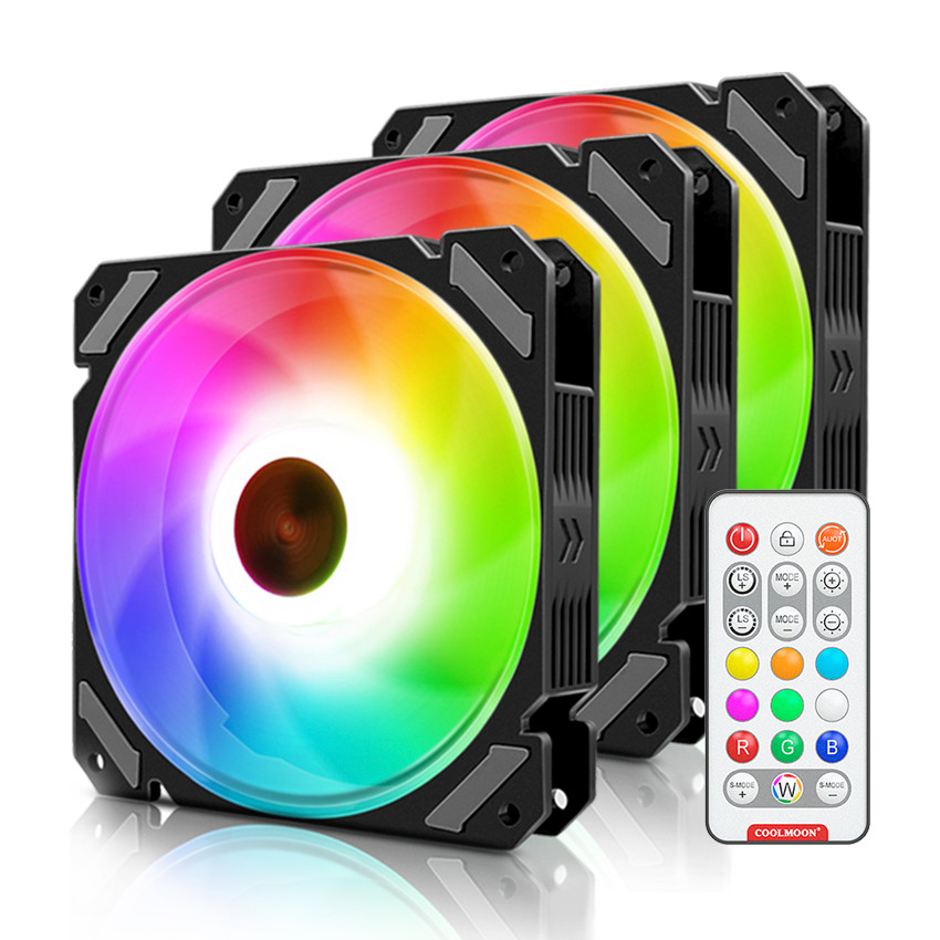 KIT 3 COOLER FAN COOLMOON JOY PWM 4PIN ARGB 5V + CONTROLADOR
