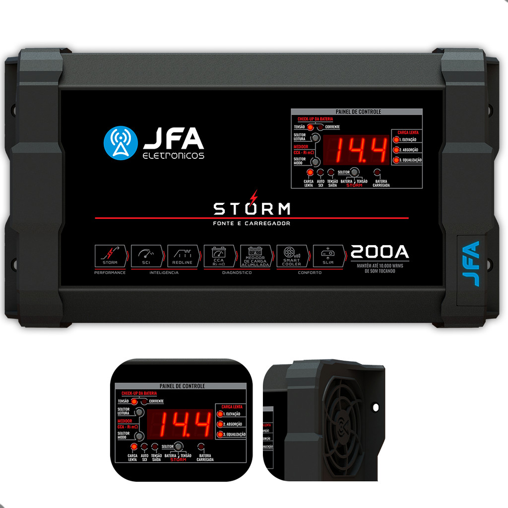 Fonte Carregador Bateria JFA Storm Plus 200 Amperes / 120/220v Bivolt Automático em Oferta na Shopee