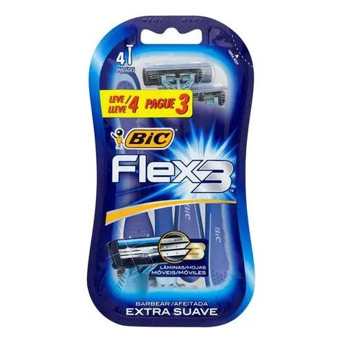 Bic Barbeador Flex 3 Azul Leve 4 Pague 3 em Oferta na Shopee