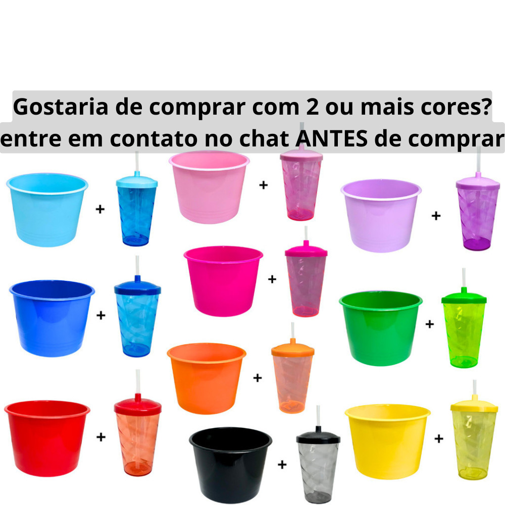 Kit Cinema 30 Balde 1,5L Pipoca + 30 Copo Twister Colorido 400ML