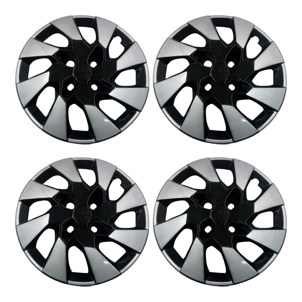 Jogo Kit 04 Calota Carlota Grid Emblemas Gm Onix Prisma Roda Aro 14 Preto Prata 2014 2015 2016