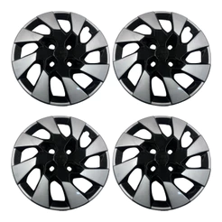 Jogo Kit 04 Calota Carlota Grid Emblemas Gm Onix Prisma Roda Aro 14 Preto Prata 2014 2015 2016