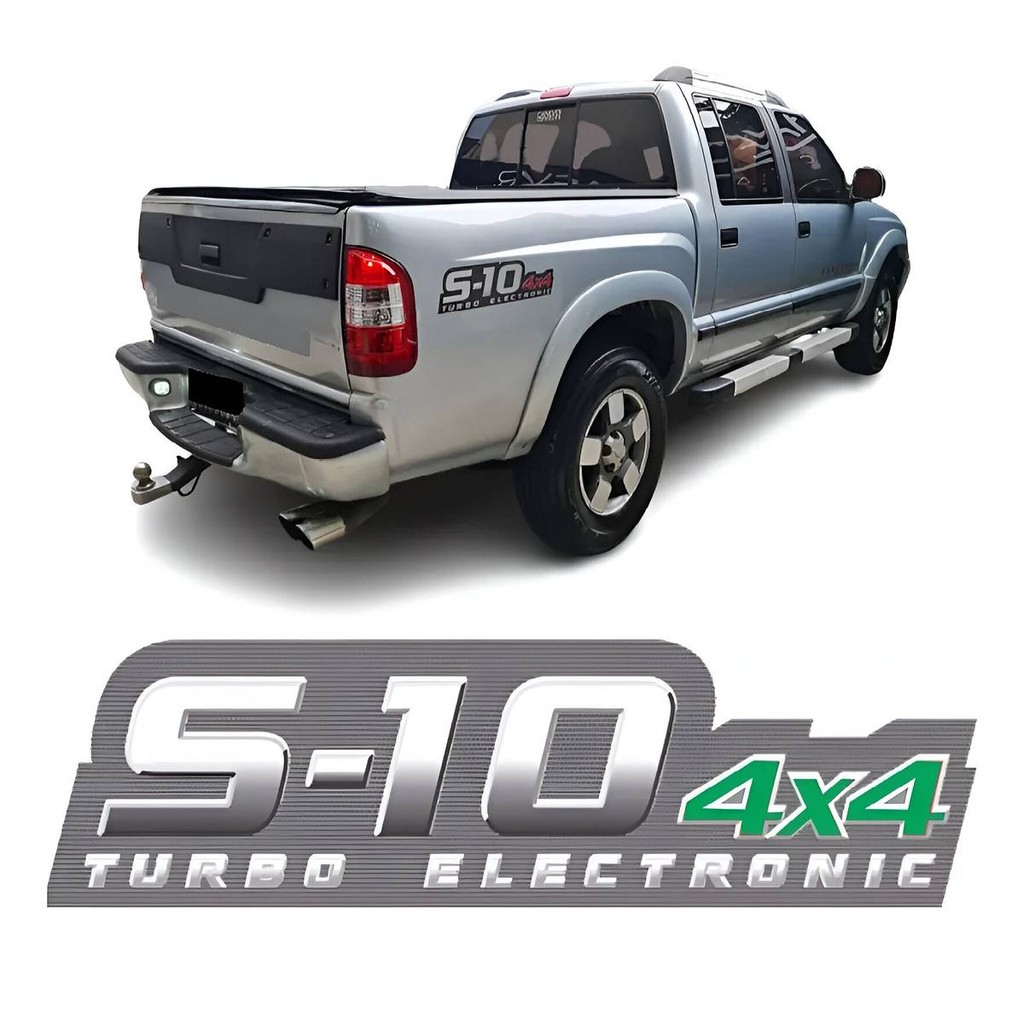 Emblema S10 Flex Power S10 09 10 11 Adesivo Prata e Verde