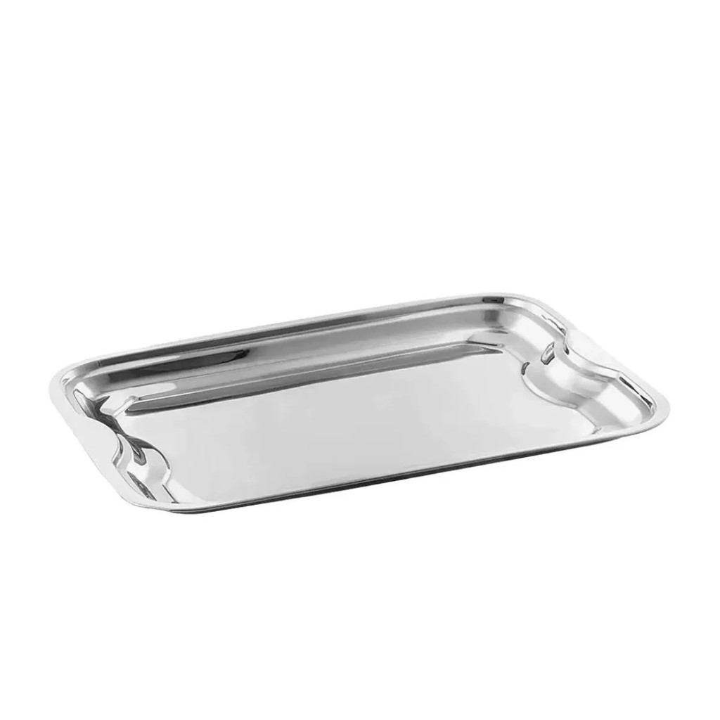 Bandeja Em Inox Jaipur Retangular Aço Inox 43 cm Luxo Cozinha Restaurante - Mimo Style