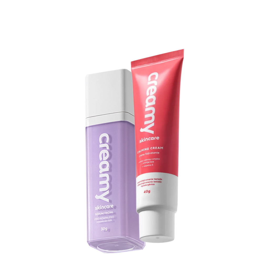 Kit Creamy Pro-Adapaleno Calming Cream Sérum Creme Facial (2 produtos) em Oferta na Shopee
