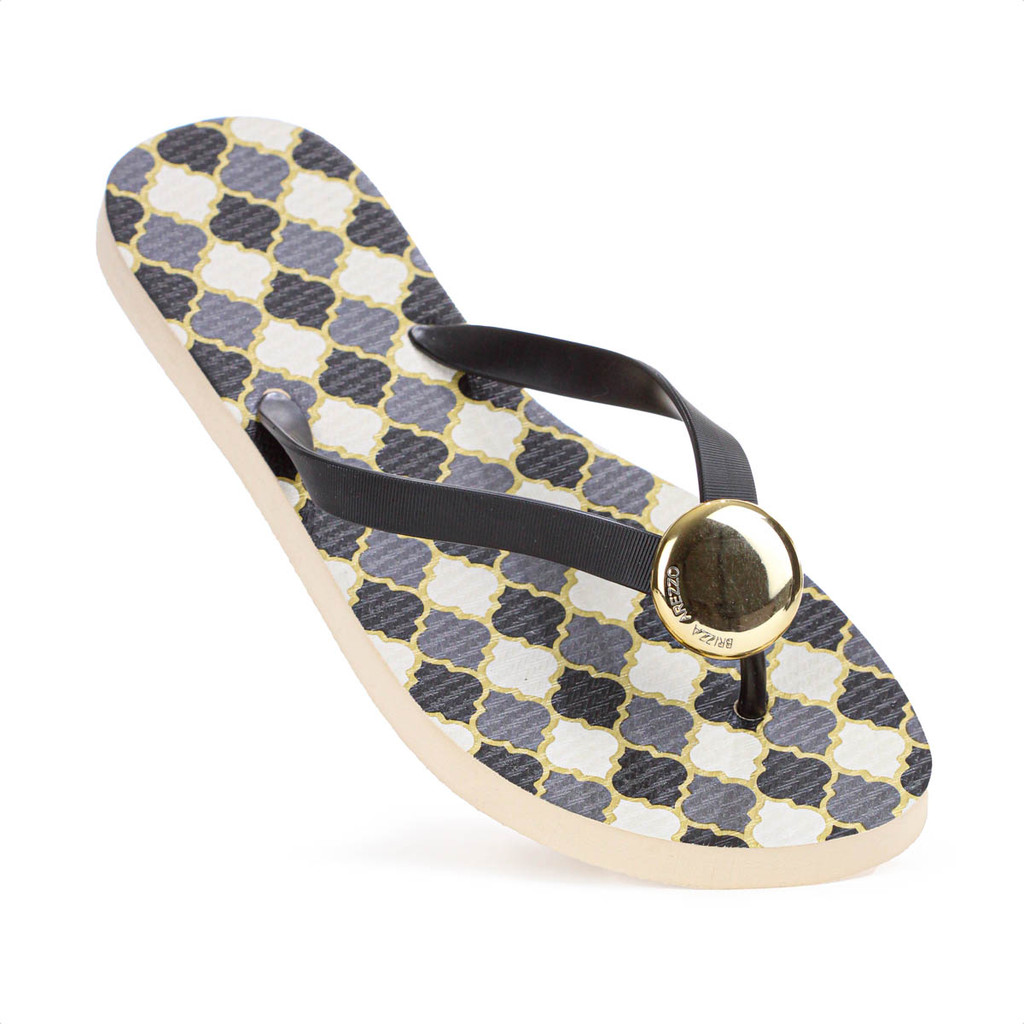 Chinelo Brizza Arezzo Estampado Preto - Feminino
