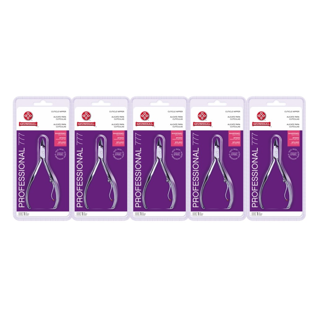 Kit 5 Alicate De Cutícula 777 Inox Profissional Unha Mundial