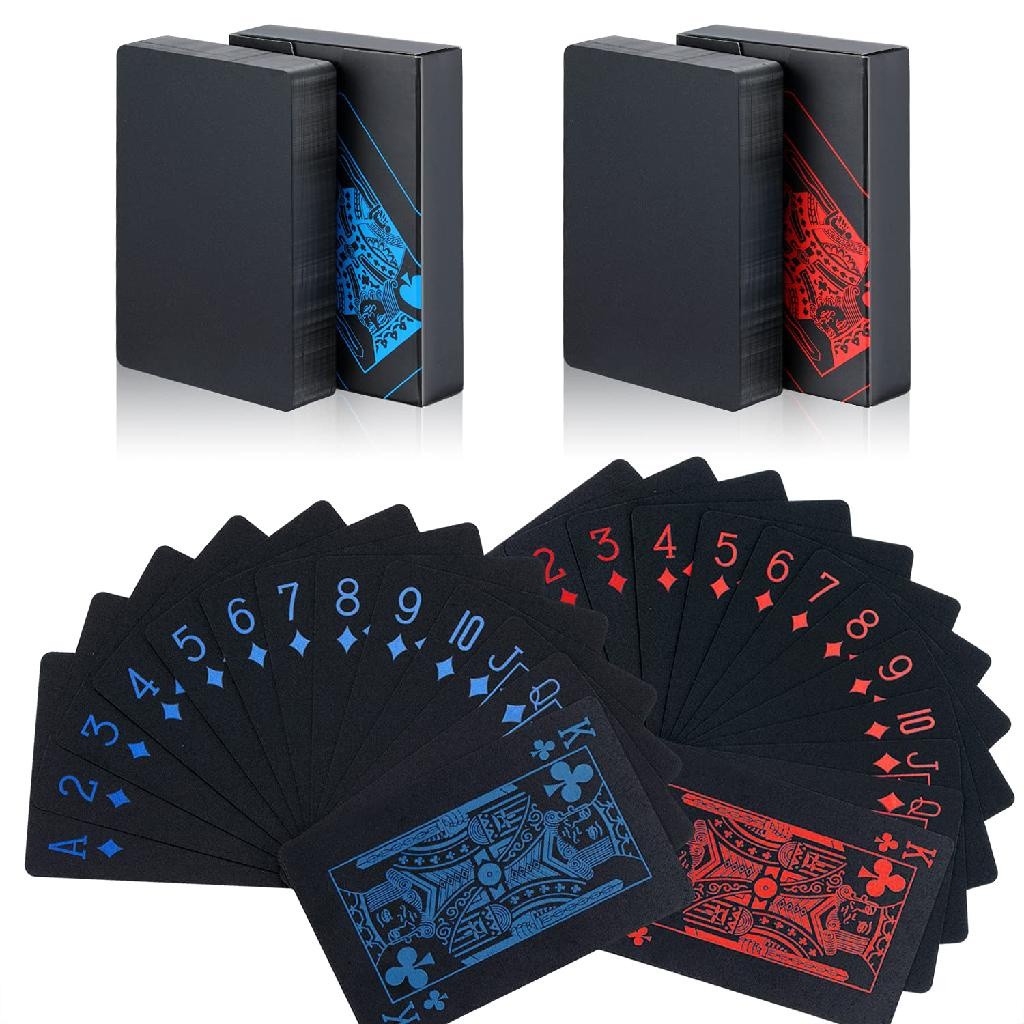 Baralho Preto Plástico Prova D'agua Black Poker Impermeável Dollar Mágica Truco Canastra 54 Cartas