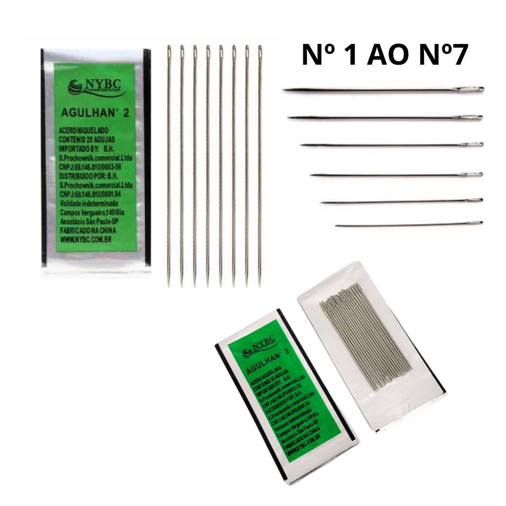 Agulha De Mão 20 unidades - Nº1 Ao Nº7 em Oferta na Shopee