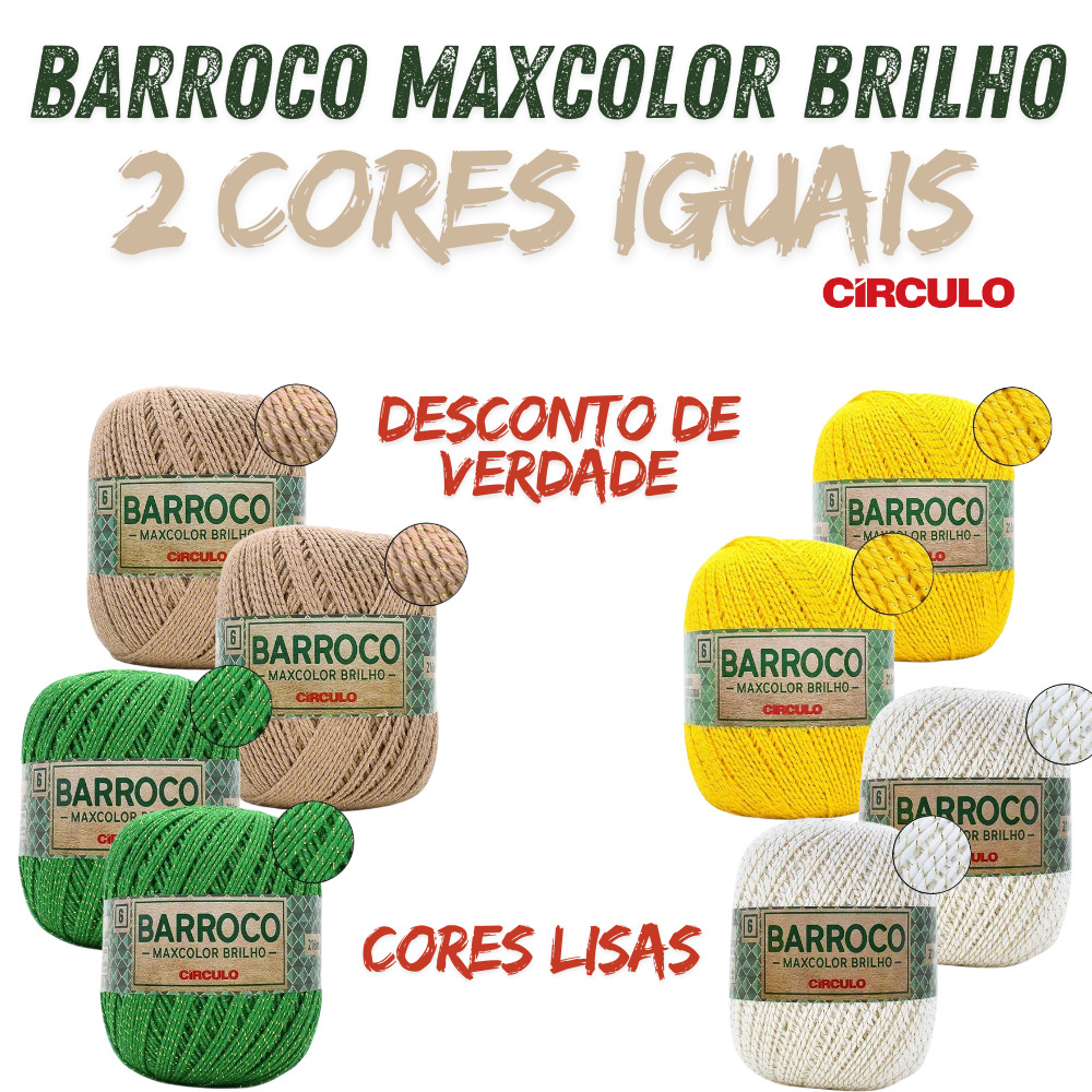 Kit de Barbante Barroco Maxcolor Brilho 200g Circulo - kits com 2 cores iguais em Oferta na Shopee
