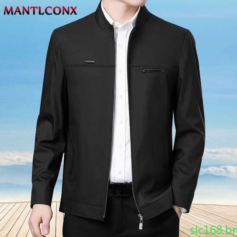 Jaqueta de Negócios Masculina Sólida Tamanho Grande Casaco com Zíper Roupas Casuais 3XL Jaqueta Social Masculina WDPH