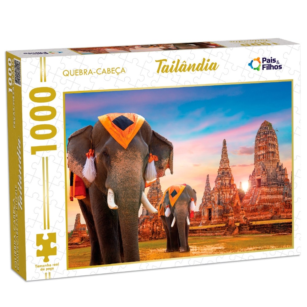 QUEBRA CABEÇA TAILÂNDIA 1000 PEÇAS PAIS E FILHOS PUZZLE PAISAGEM TURÍSTICO TEMPLOS ELEFANTES QUADRO em Oferta na Shopee