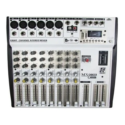 Mesa De Som Staner 8 Canais Mx0803 Profissional Mixer Usb Mi