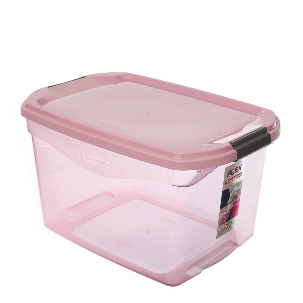 Caixa Organizadora Plástica Rosa 29L Flex Sanremo - Home & Living