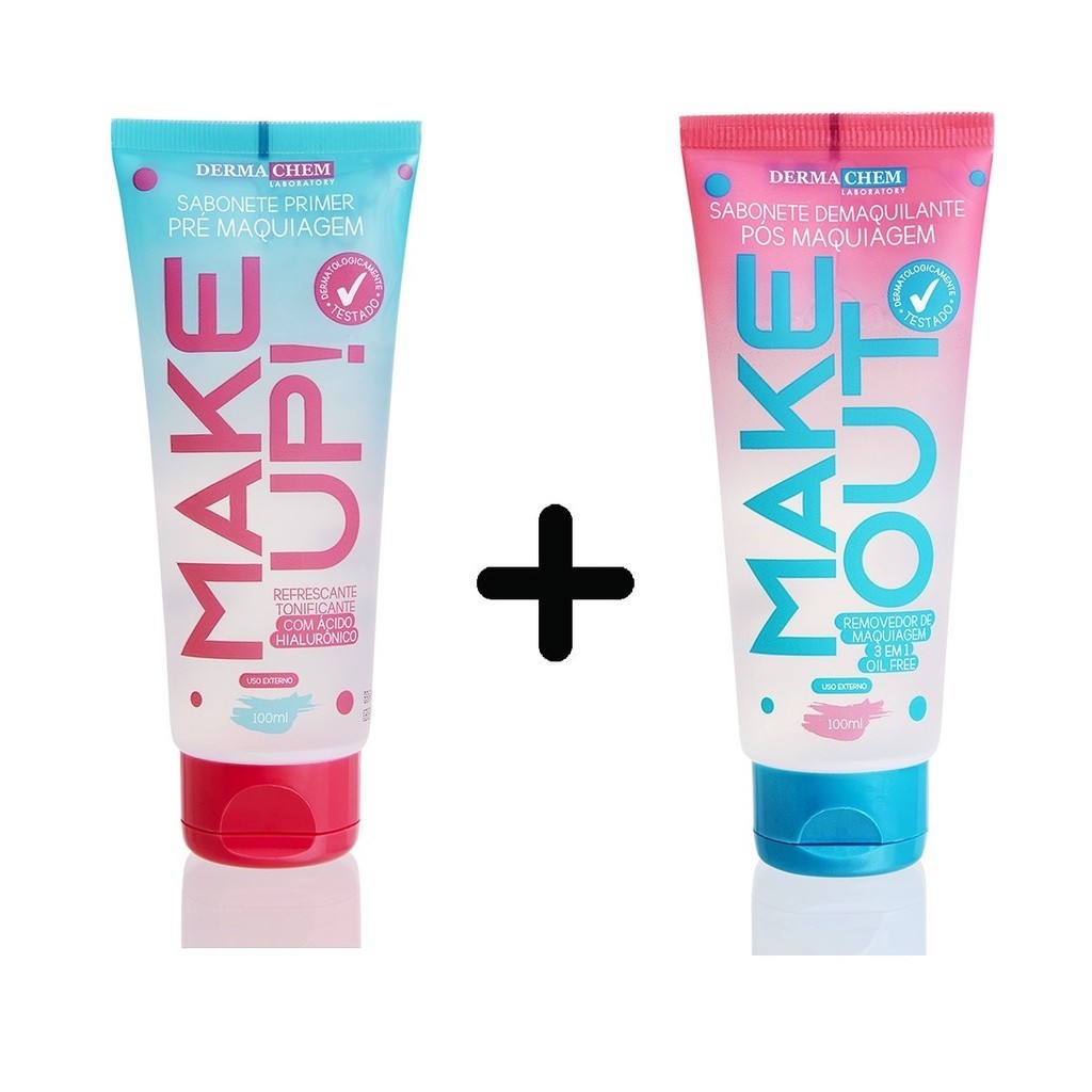 KIT 2 Sabonetes Pré Maquiagem MAKE UP E Pós Maquiagem MAKE OUT Dermachem em Oferta na Shopee