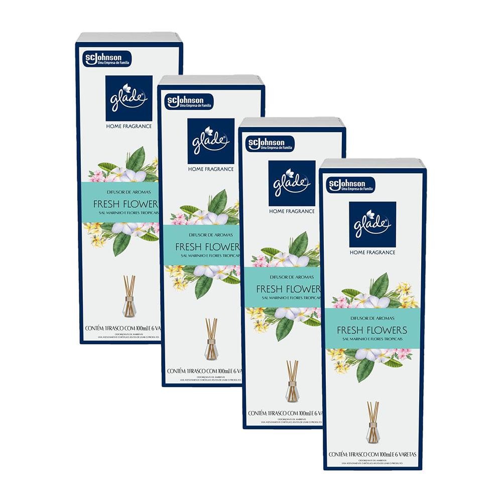 Kit 4 Difusor de Aromas Fresh Flowers Glade Home Fragrance 100ml cada em Oferta na Shopee