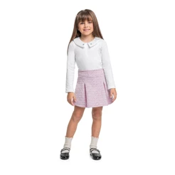Conjunto com Blusa Manga Longa e Short-Saia para Menina Quimby