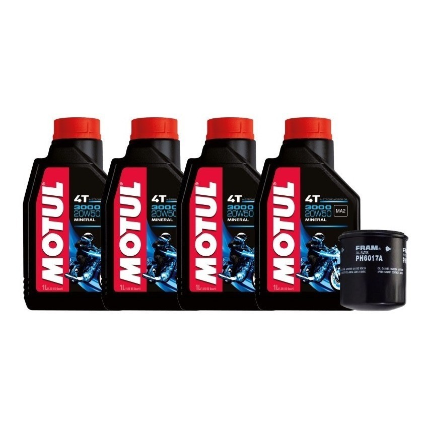 Troca 4 Óleo Motul 3000 20w 50 + Filtro Midnight 950