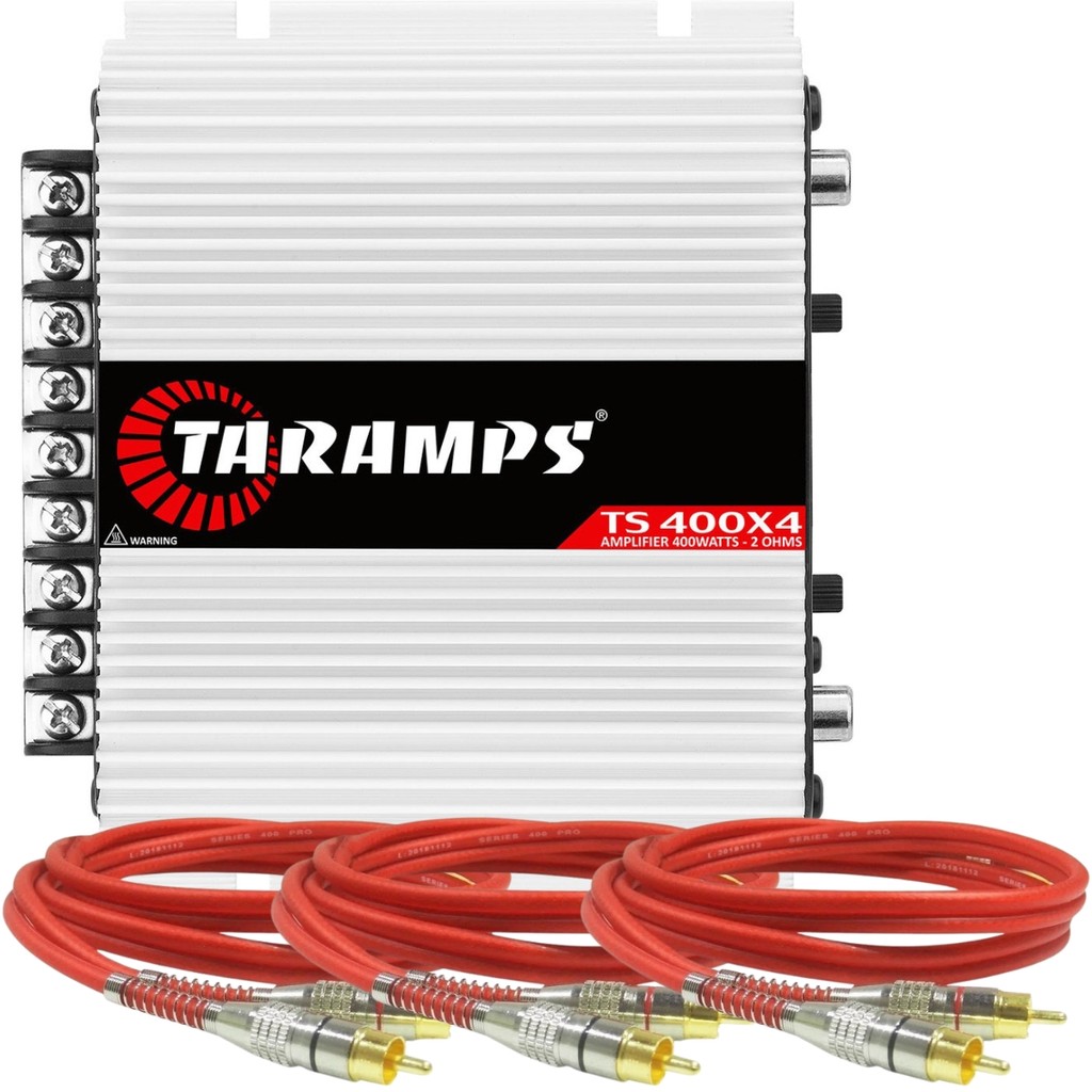 Módulo Taramps TS400x4 + 3 Cabos RCA Blindado Série 400 1 Metro em Oferta na Shopee