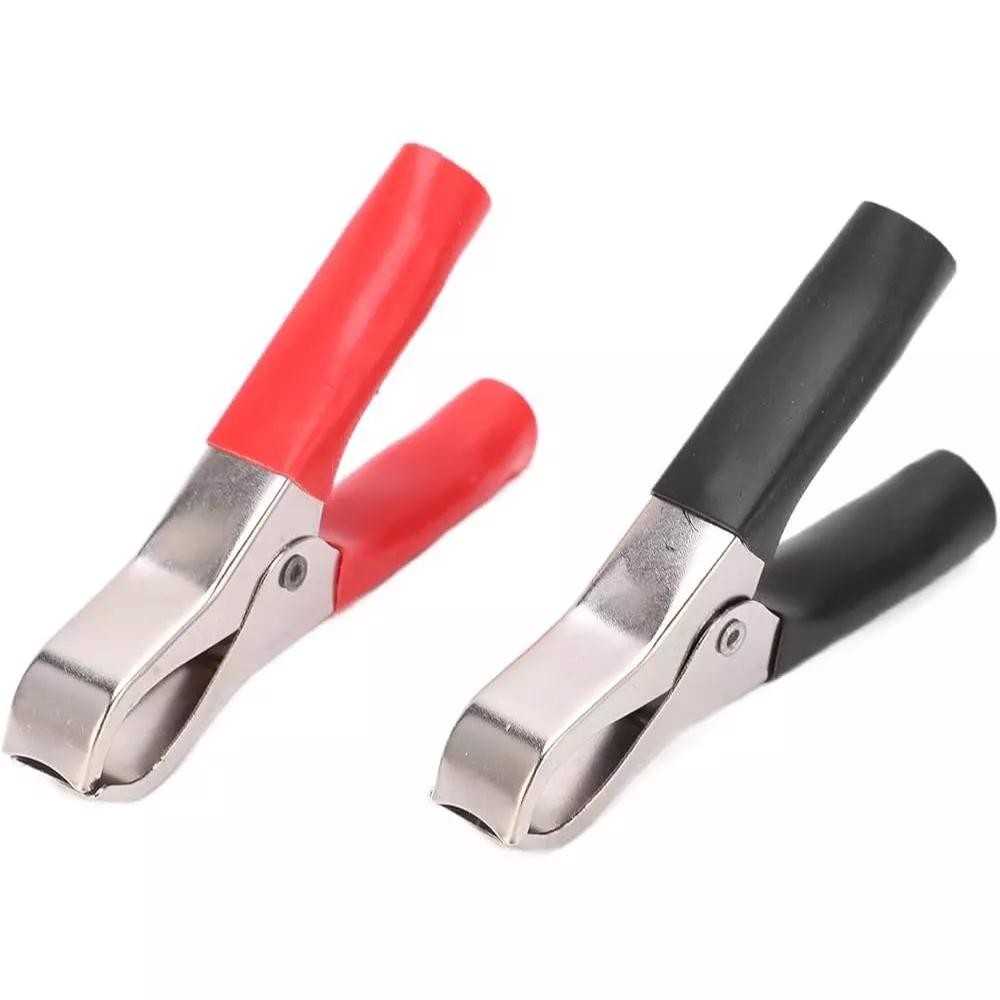 Kit Jogo 20 Garra De Jacaré 10A Bateria Automotivo Carro Chupeta Preto E Vermelho