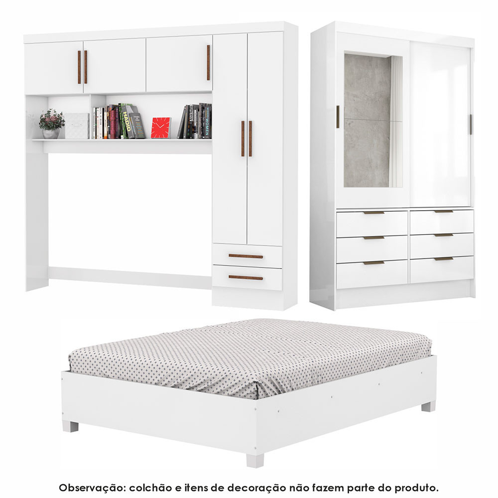 Guarda Roupa Casal Modulado Sevilha 5 e 2 Portas 8 Gavetas Cama Casal Carioca Móveis - Miniatura 4