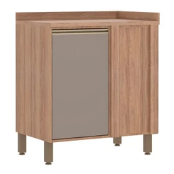 Balcão de Canto Reto 1 Porta com Tampo Luciane Yara 80cm
