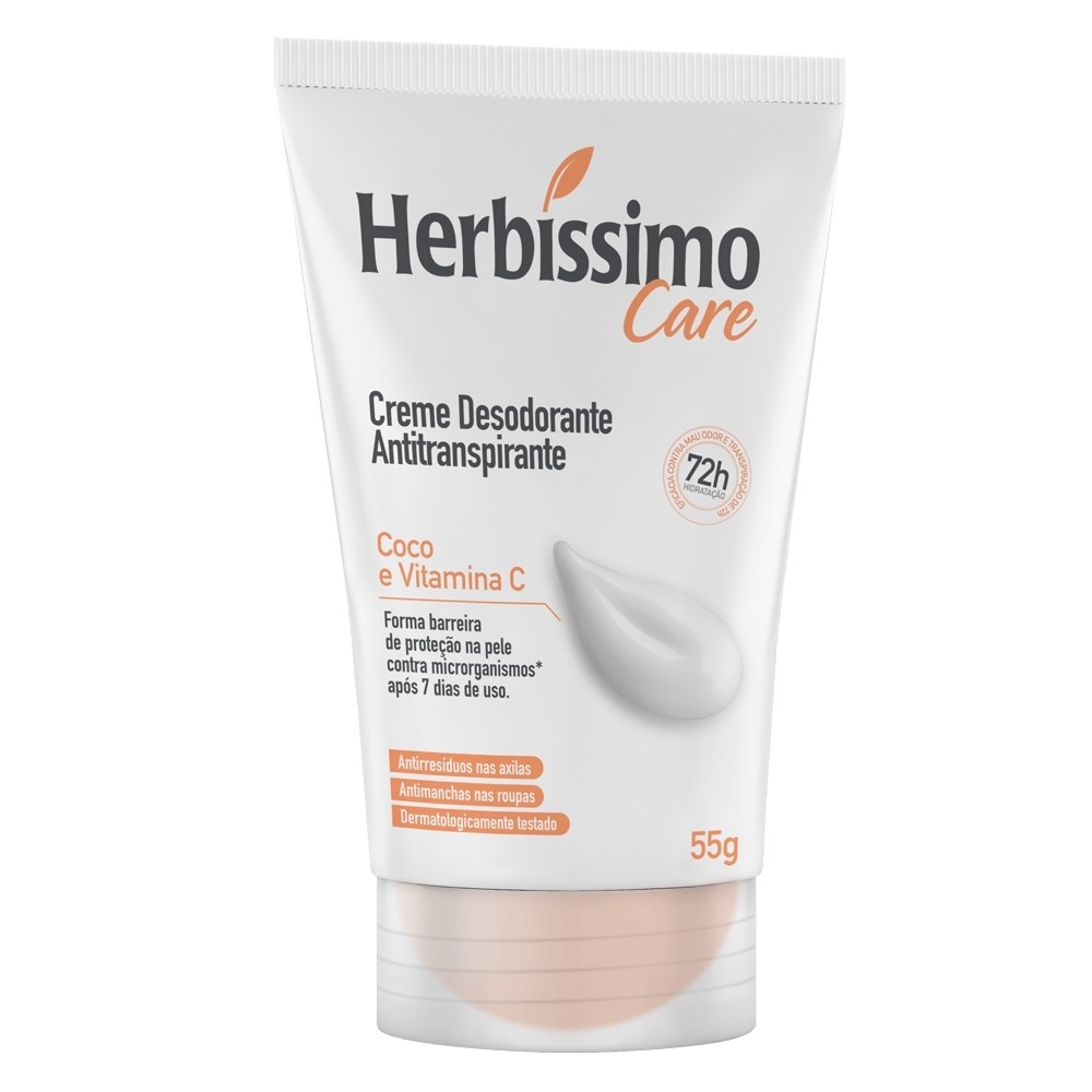 Creme Desodorante Antitranspirante Herbíssimo Care Coco E Vitamina C 55g