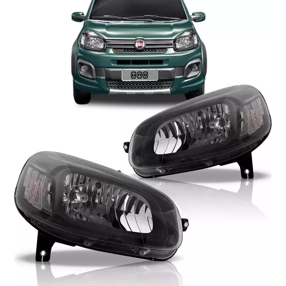 Farol Fiat Uno 2015 16 17 2018 2019 2020 2021 Mascara Negra em Oferta na Shopee