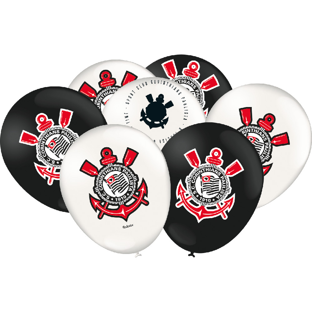 Balão Preto E Branco Corinthians  Com 25 Unidades em Oferta na Shopee