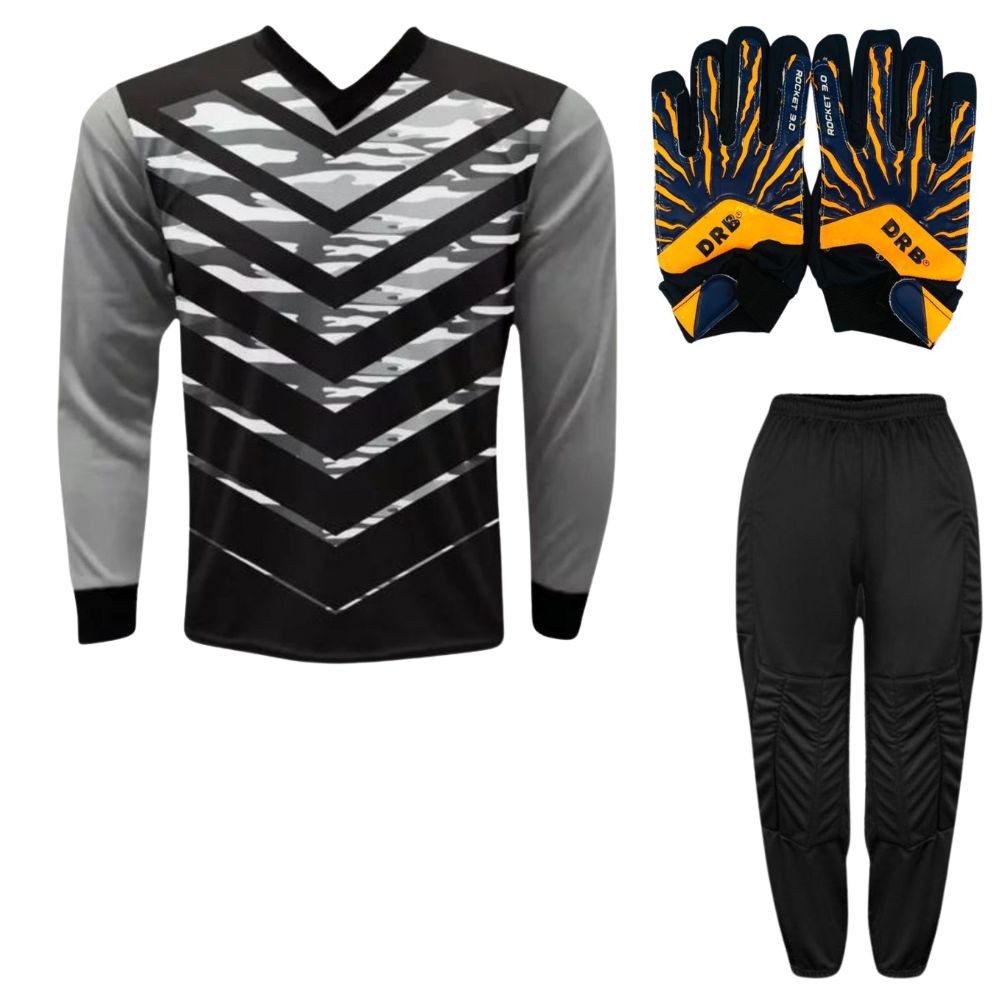 Kit Para Goleiro Infantil Futebol Camisa Roma Kanga + Calça TRB + Luva DRB Futebol de Campo e Futsal